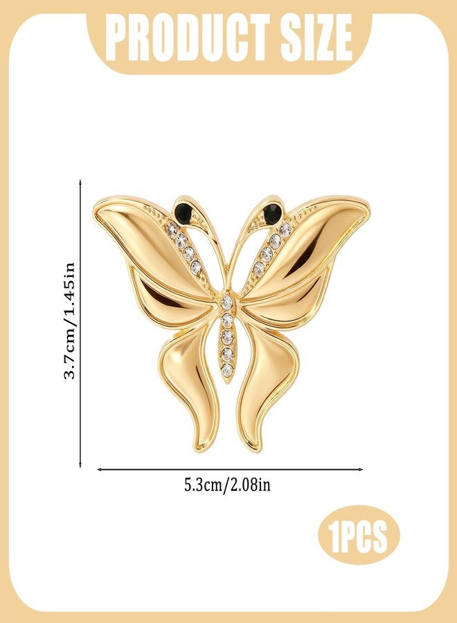 CZMZHFC Gold Butterfly Broochs Pin for Women,Small Elegant Butterfly Brooch for Lapel,Christmas Party Stylish Dress Hat Bags Pin Accessories (Gold B) - Image 2
